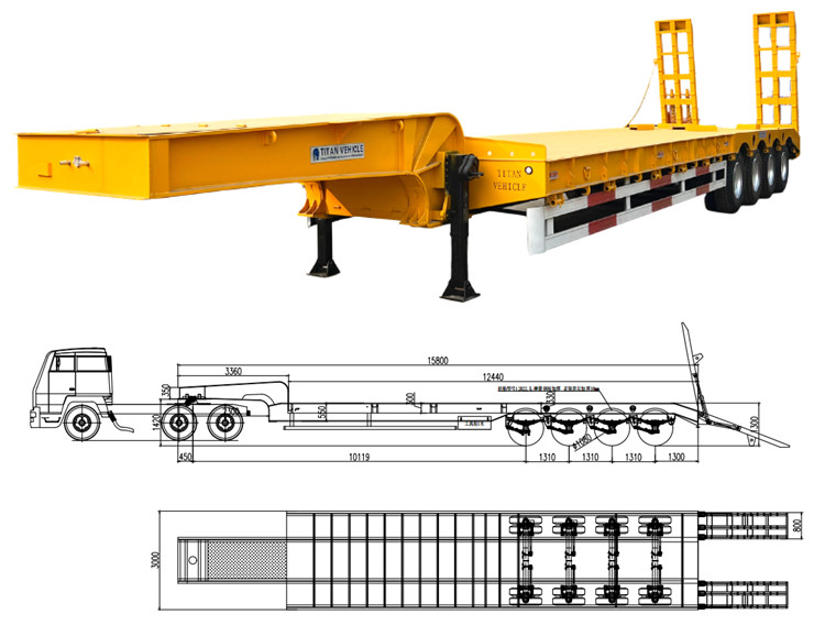 40FT Low Bed Trailer for Sale Dimensions, Price