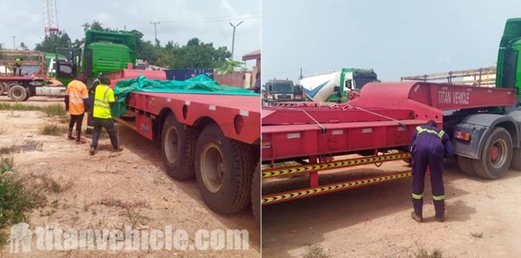 Triaxle 90 Ton Low Bed Truck Trailer for Sale in Ghana
