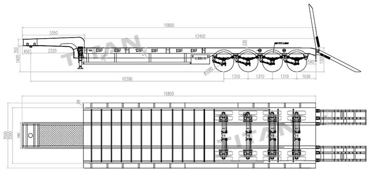 80 Ton Excavator Transport 4 Axle Lowbed Truck Trailer for Sale in Sudan
