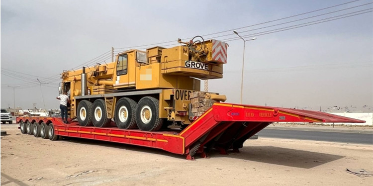 Ahmed from Libya - Post a review on 2025-7-14  TITAN 5 axle folding neck lowboy trailer stood out for its robust build, excellent load capacity, and smart design&mdash;and it has exceeded my expectations!  The hydraulic folding neck makes loading and unloading heavy equipment quick and hassle-free.