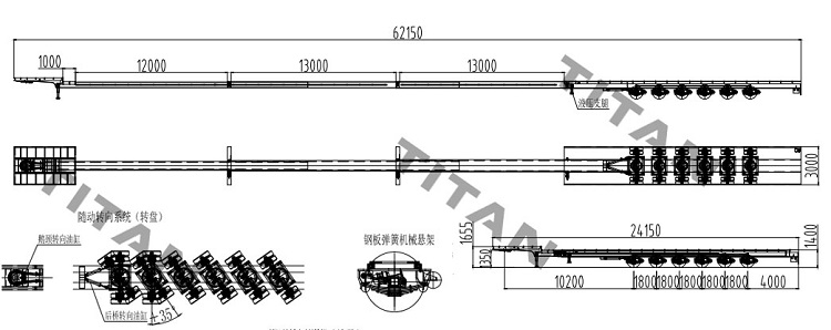 6 axle extendable trailer drawings