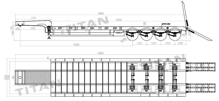 4 Axle 100 Ton Lowbed Truck Trailer for Sale Price
