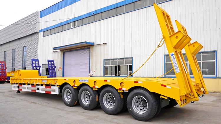 4 Axle 100 Ton Low Bed Trailer with Ramp for Sale