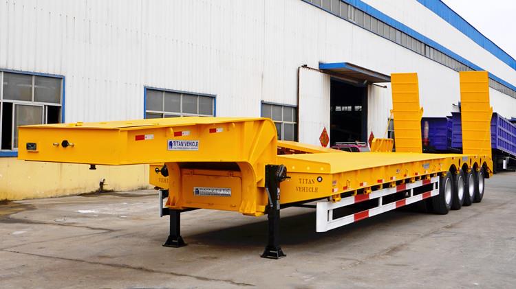 4 Axle 100 Ton Low Bed Trailer for Sale with Hydraulic Ramp