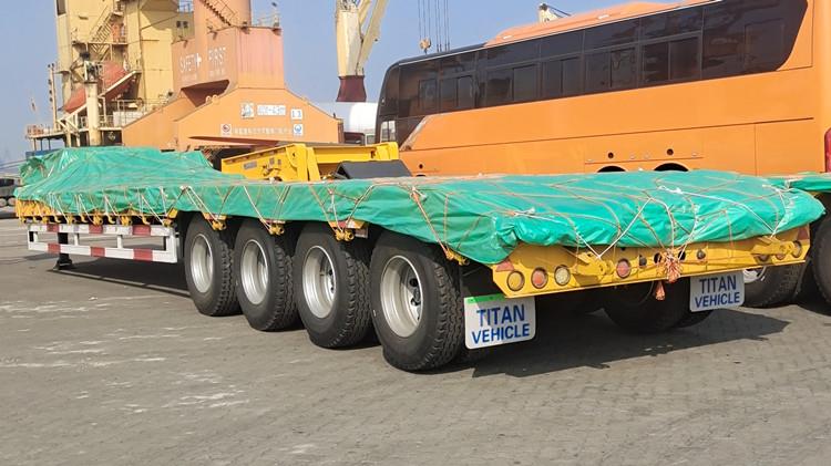 4 Axle 100 Ton Low Bed Trailer for Sale with Hydraulic Ramp