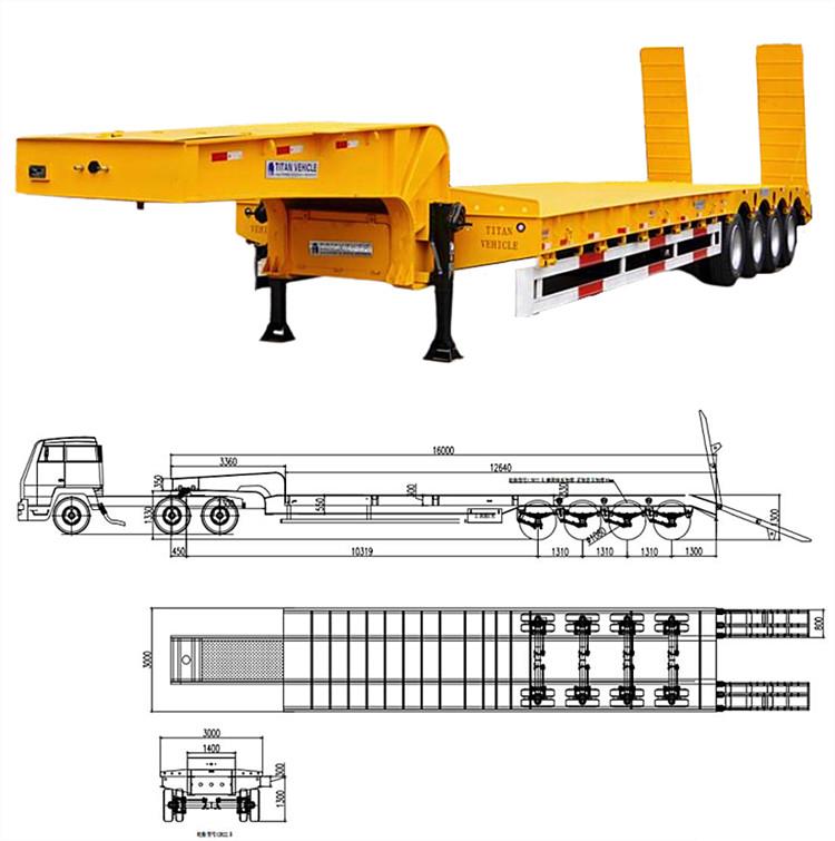 4 Axle 100 Ton Low Bed Trailer for Sale with Hydraulic Ramp