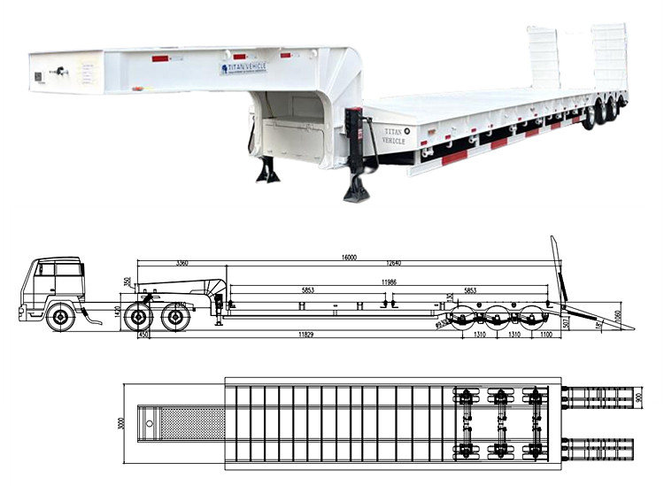 60 Ton Low Bed Trailer Price - 3 Axle Low Bed Trailer Truck for Sale