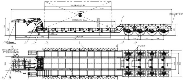 4 Axle 100 Ton Removable Gooseneck Lowboy Trailer for Sale in Nigeria