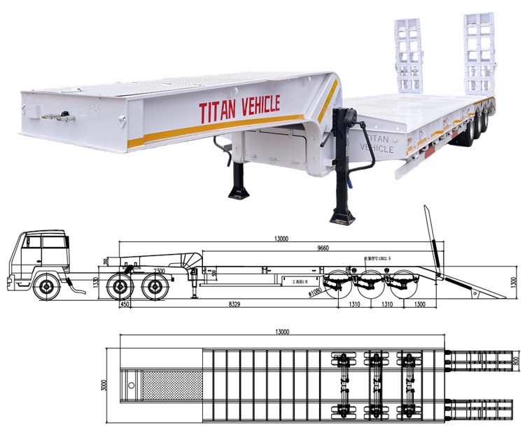 Tri Axle Low Bed Semi Trailer for Sale in Liberia