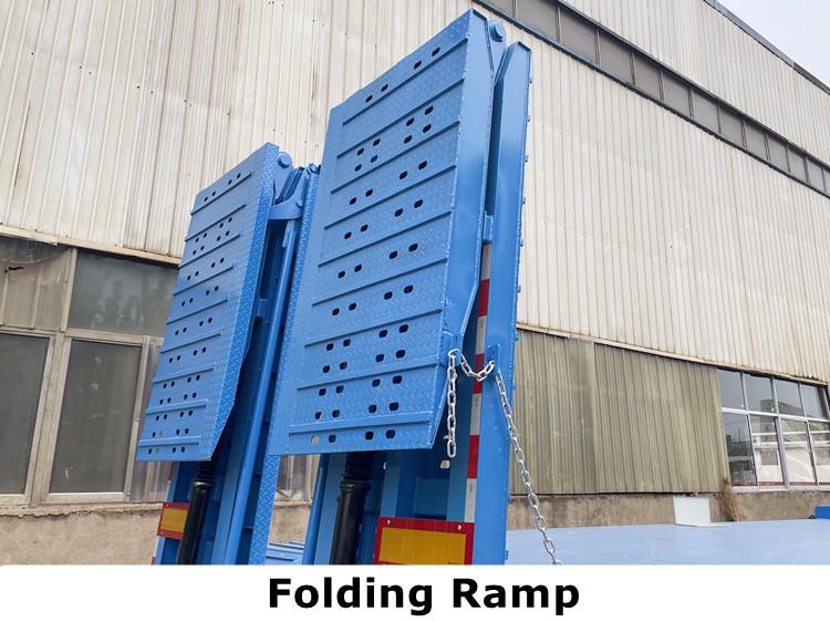 CIMC 70 Ton Lowbed Semi Trailer with Folding Ramp