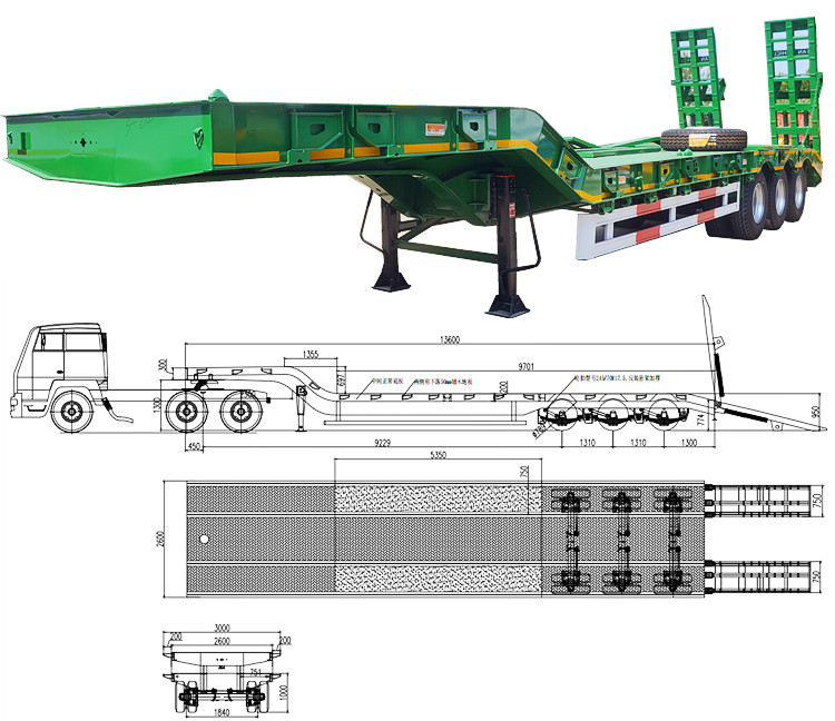 2026 New Design 3 Axle 13.6M Lowbed Trailer for Sale in Tanzania